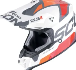 Scorpion VX-16 EVO AIR Analog White/Orange> Adventure Helmen|Crosshelmen
