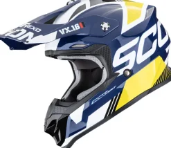 Scorpion VX-16 EVO AIR Analog White/Blue/Yellow> Adventure Helmen|Crosshelmen