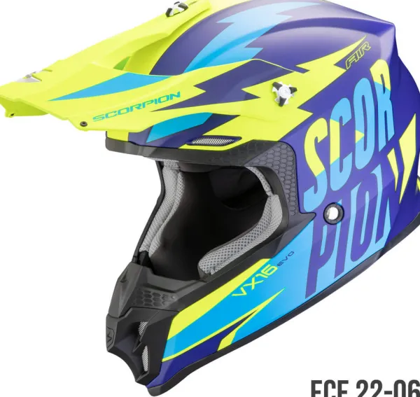 Scorpion VX-16 EVO AIR Slanter Matt Blue/Neon yellow> Crosshelmen