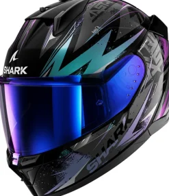 Shark D-Skwal 3 Blast-R Black/Green/Glitter KGX> Integraalhelmen|Helmen Met Zonnevizier
