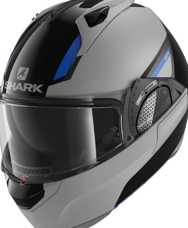Shark Evo GT Sean Black Silver Blue KSB> Systeemhelmen