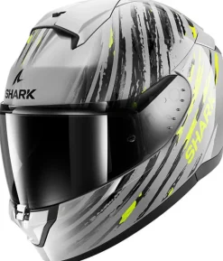 Shark Ridill 2 Assya Silver/Anthracite/Yellow SAY> Integraalhelmen|Helmen Met Zonnevizier