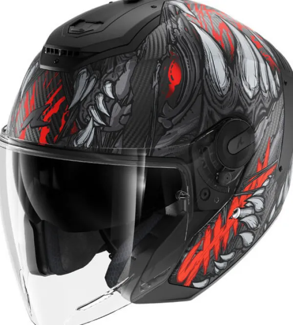 Shark RS Jet Carbon Shaytan Mat KRA> Helmen Met Zonnevizier|Bluetooth Helmen