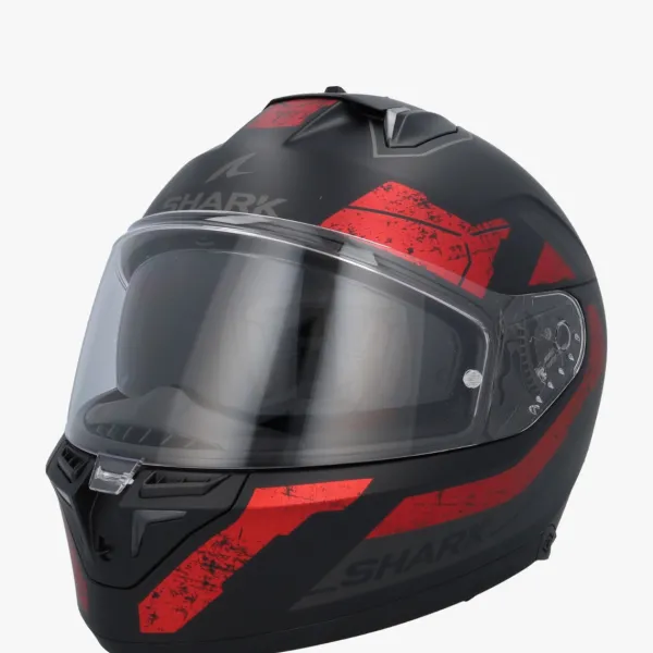 Shark Skwal I3 Rhad Mat Black/Chrom/Red KUR> Integraalhelmen|Helmen Met Zonnevizier