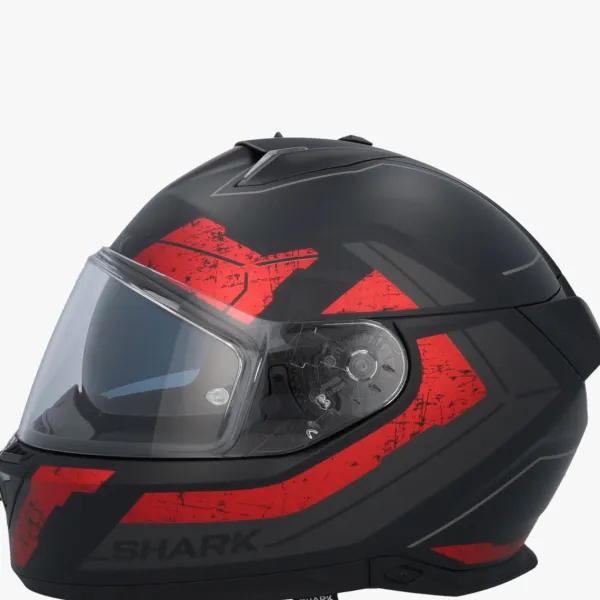 Shark Skwal I3 Rhad Mat Black/Chrom/Red KUR> Integraalhelmen|Helmen Met Zonnevizier