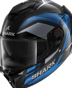 Shark Spartan GT Pro Ritmo Carbon Blue Chrome DBU> Helmen Met Zonnevizier|Race Helmen
