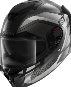 Shark Spartan GT Pro Ritmo Carbon Mat Silver Chrome DSU> Helmen Met Zonnevizier|Race Helmen