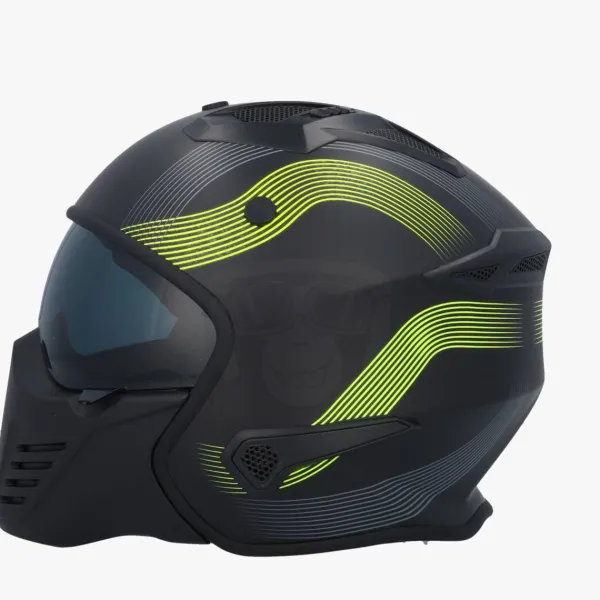 VITO Bruzano Matt Black/Fluo> Jethelmen|Helmen Met Zonnevizier