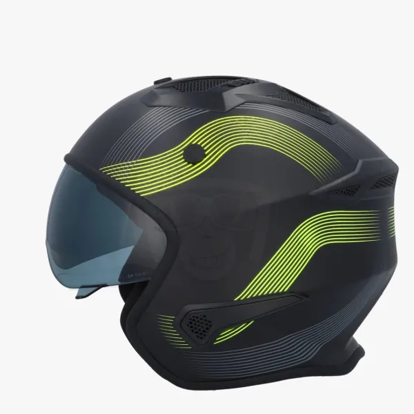 VITO Bruzano Matt Black/Fluo> Jethelmen|Helmen Met Zonnevizier