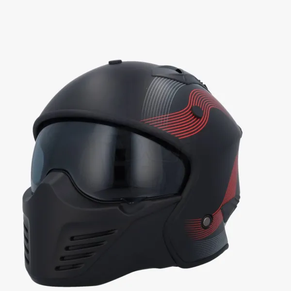 VITO Bruzano Matt Black/Red> Jethelmen|Helmen Met Zonnevizier