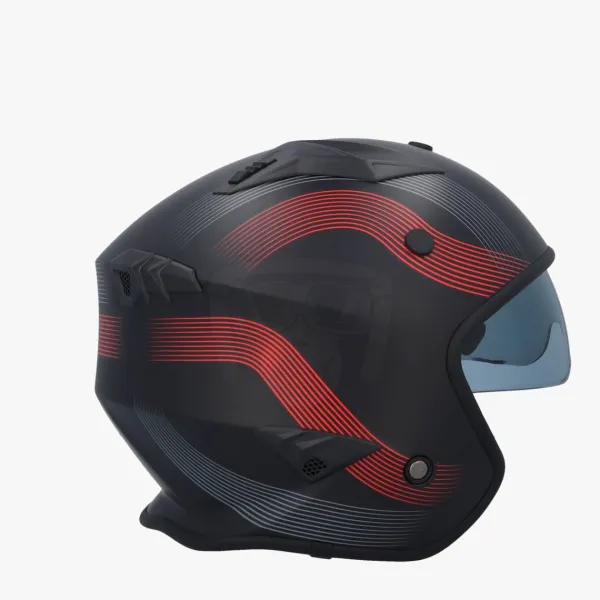VITO Bruzano Matt Black/Red> Jethelmen|Helmen Met Zonnevizier