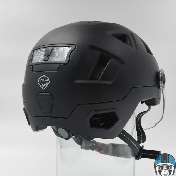 VITO E-Light + Vizier Matt Black> Fietshelmen